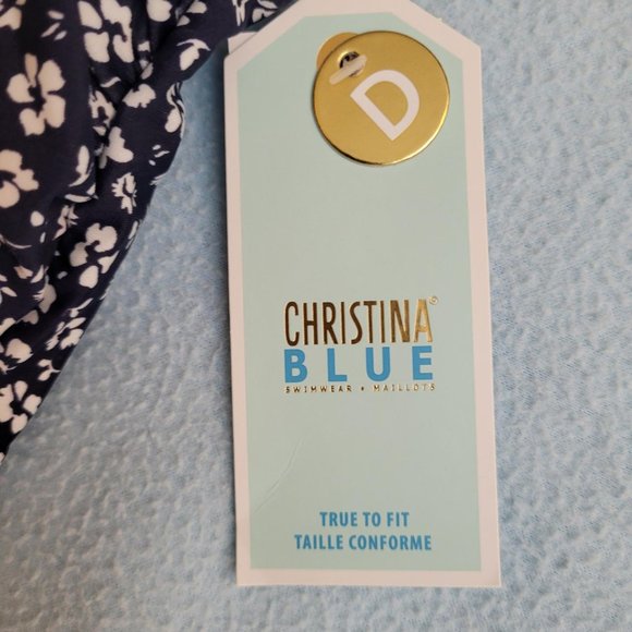 45. Christina tankini. Black with white flower pattern. Size 10D. NWT - Picture 3 of 4